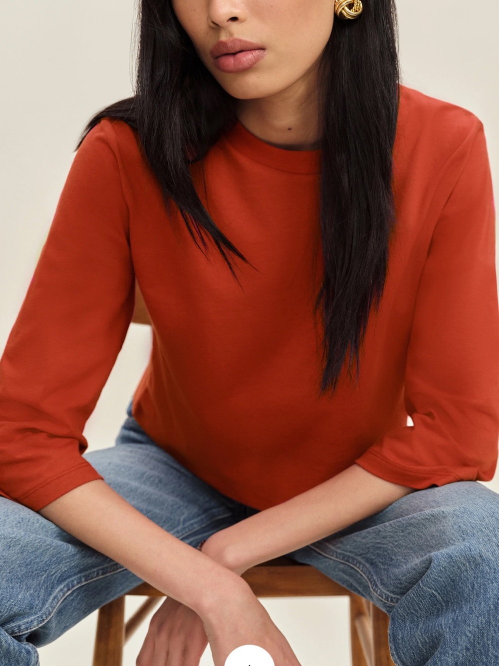 Reformation Cropped Boxy Crewneck Top in sun-dried tomato -Sold Out NWT - Picture 2 of 5